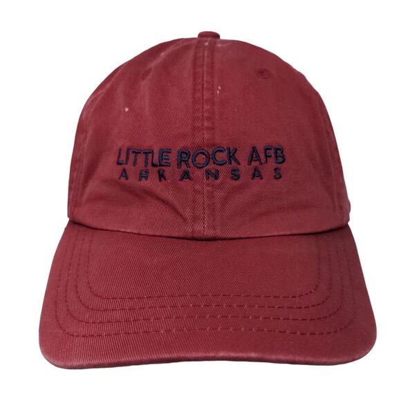 Little Rock AFB Arkansas Slideback Hat Red OSFA Embroidered Adjustable - Picture 1 of 8